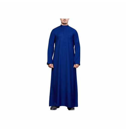 Latest Designed Thobes with Solid Blue Colored Top Quality Material Made Islamic Cloth Thobes For Men`s Wearing Uses