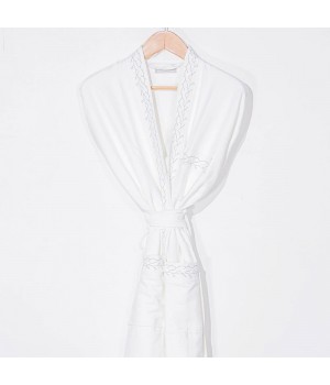 Luxury Hotel Bathroom White 100% Cotton Long Robe Sauna Spa Bath Robe Men Bathrobe With Belt