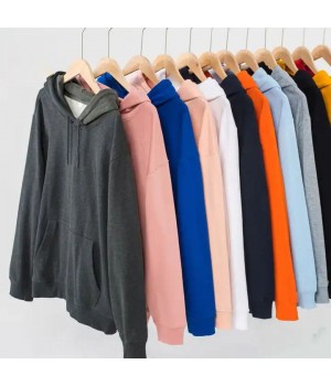 Men's Puff Printing Hoodie Knitted 300g 85% Cotton 15% Polyester Custom Logo Pullover Solid Color Top Work Clothes Casual