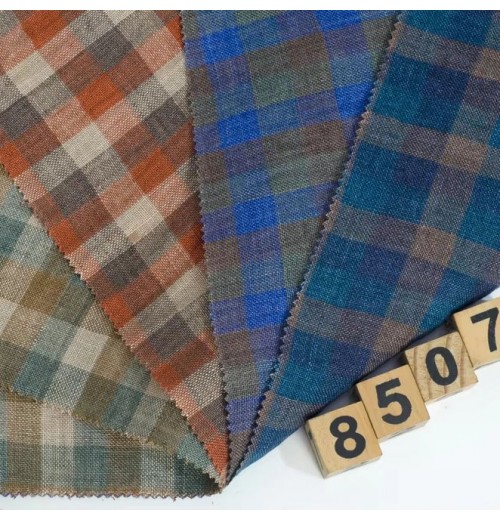 #8507 Manufacturer custom soft woman men shirting cloth 100%linen material yarn dyed plaid check fabric linen fabrics #8507 Manufacturer custom soft woman men shirting cloth 100%linen material yarn dyed plaid check fabric linen fabrics