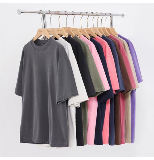 Wholesale Unisex Vintage Tees 350g Garment Wash Cotton Tshirt Short Sleeve Oversized Men's Casual Shirt